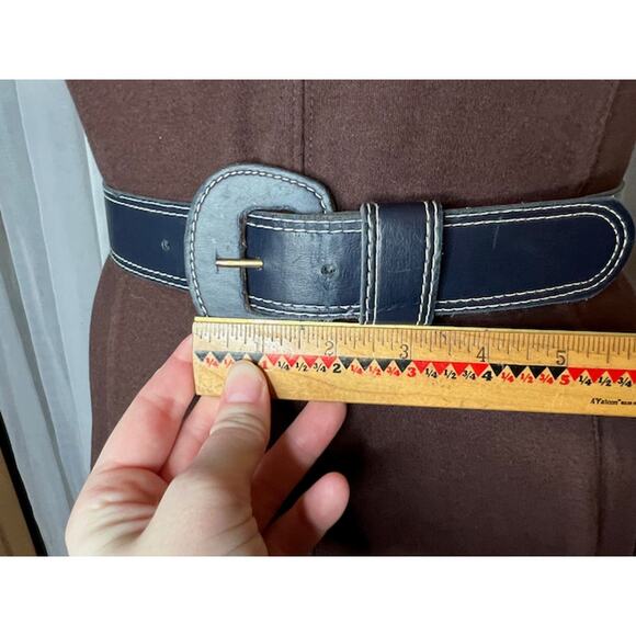 belt navy white stitching mod vintage - Picture 3 of 11